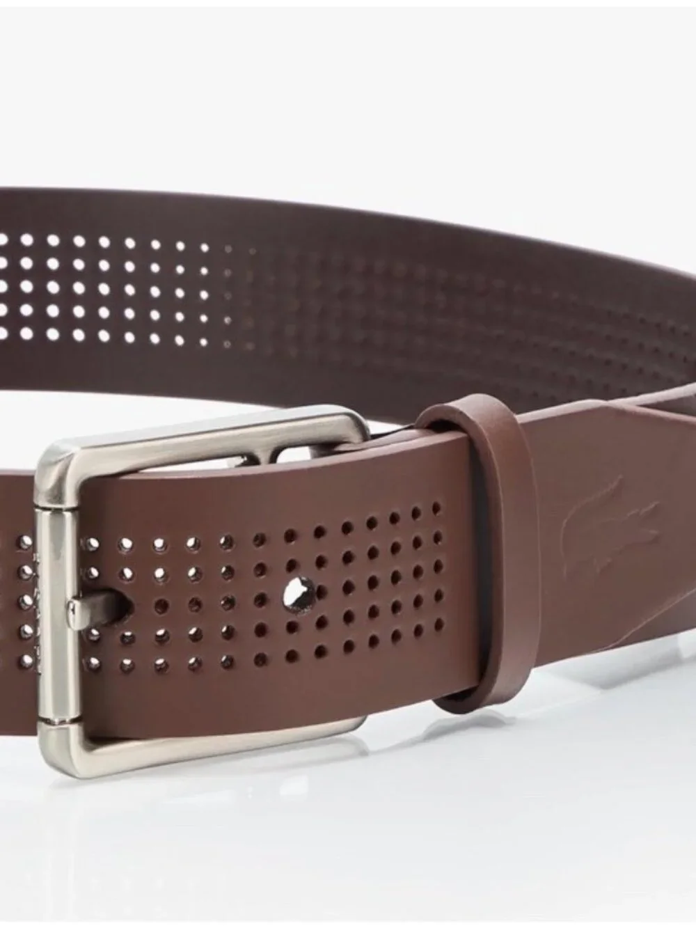 Lacoste Men's Leather Belt , Brandy, 80cm/31 Inch